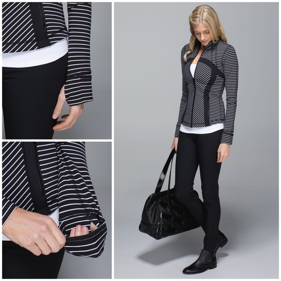 Lululemon Define Jacket Sz 10 In Parallel Stripe Black White / Black - Picture 3 of 9